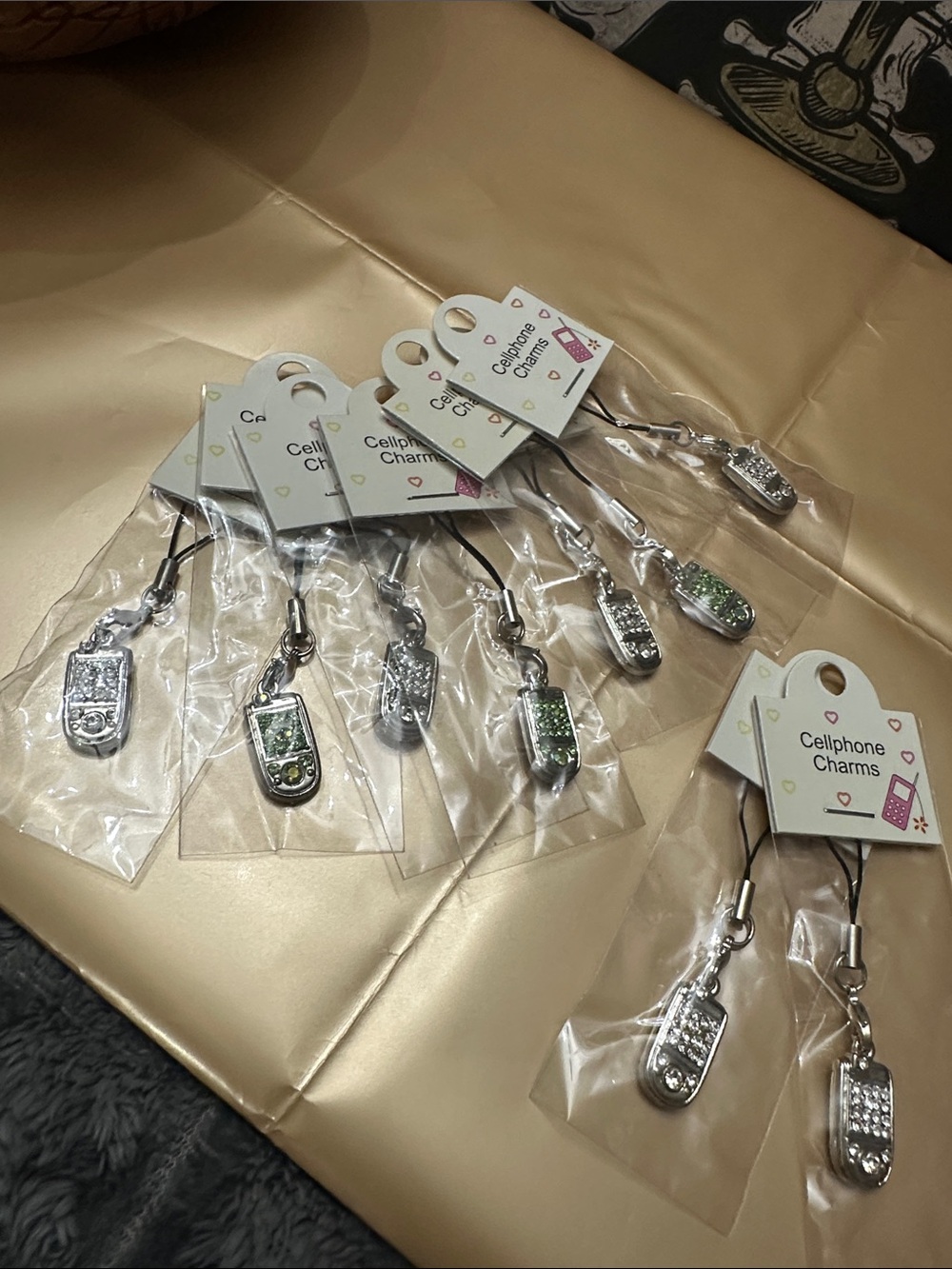 Silver Cellphone Charm Keychain Accessory - Pack of Assorted Charms